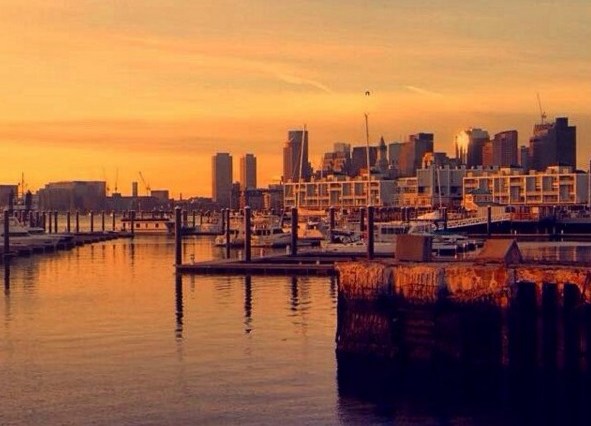 boston, harbor, sunrise